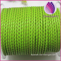 wholesle green 3.0mm braided real leather cord for jewerly